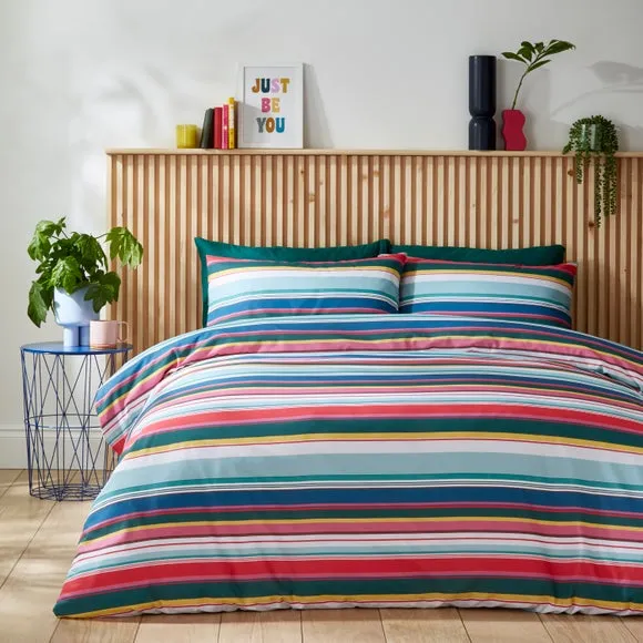 Elements Riley Stripe 100% Cotton Duvet Cover & Pillowcase Set 1