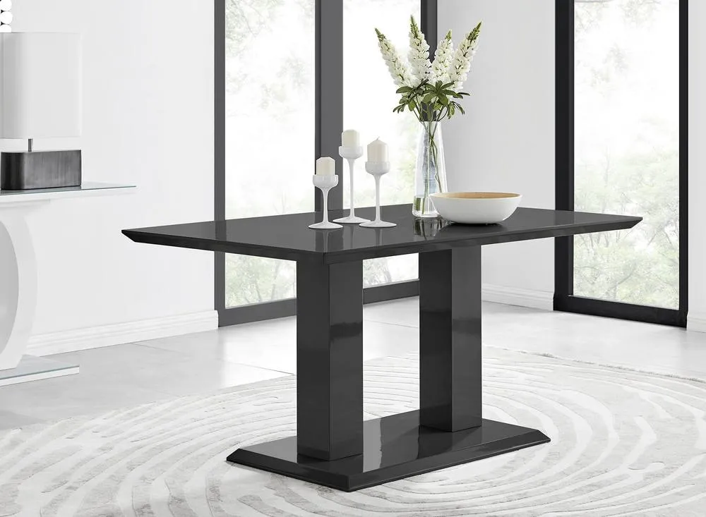 FurnitureboxUK Imperia Black High Gloss Dining Table & 6 Black Luxury Willow Chairs 2