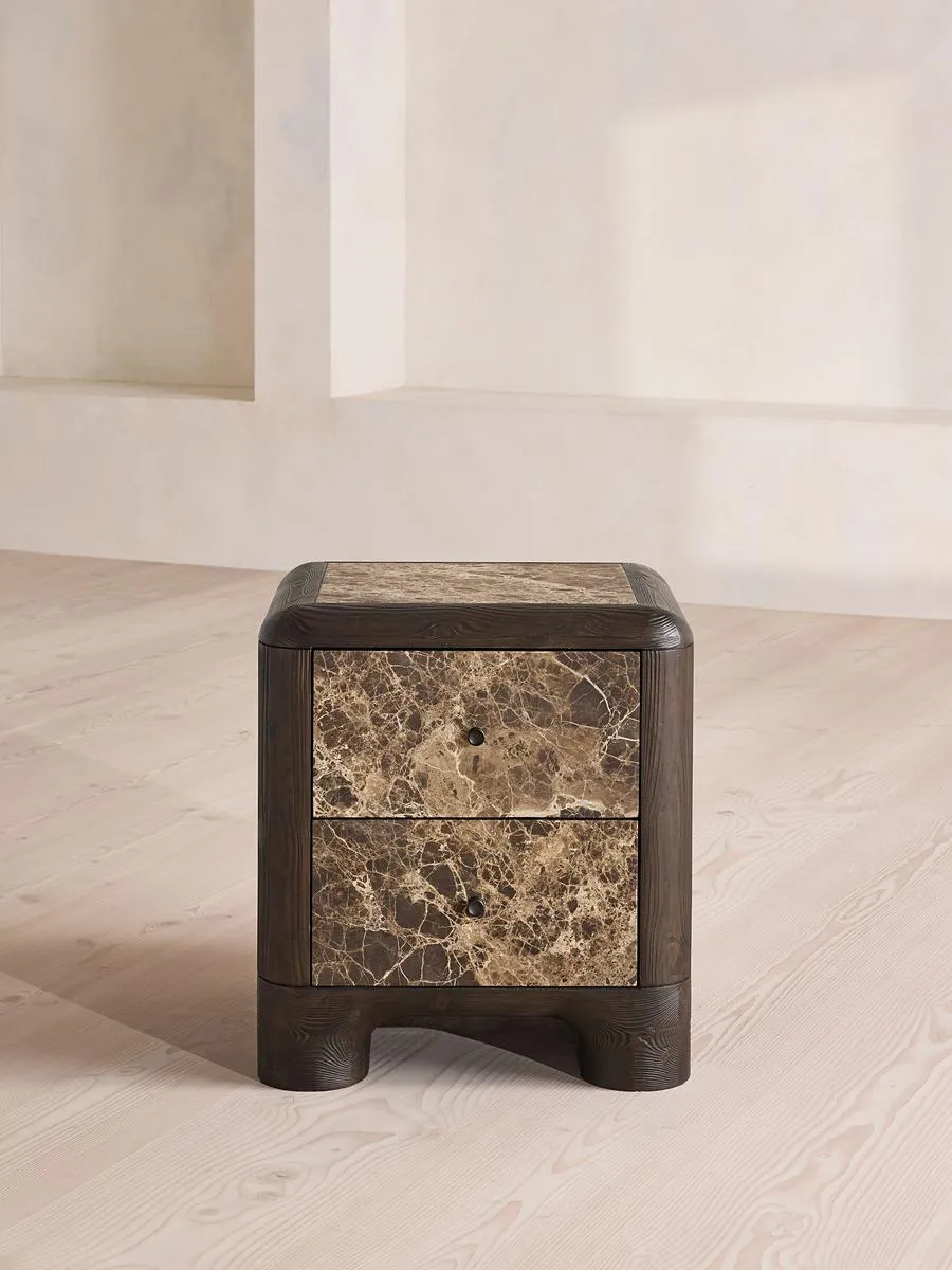 Salton Bedside Table, Dark Emperador