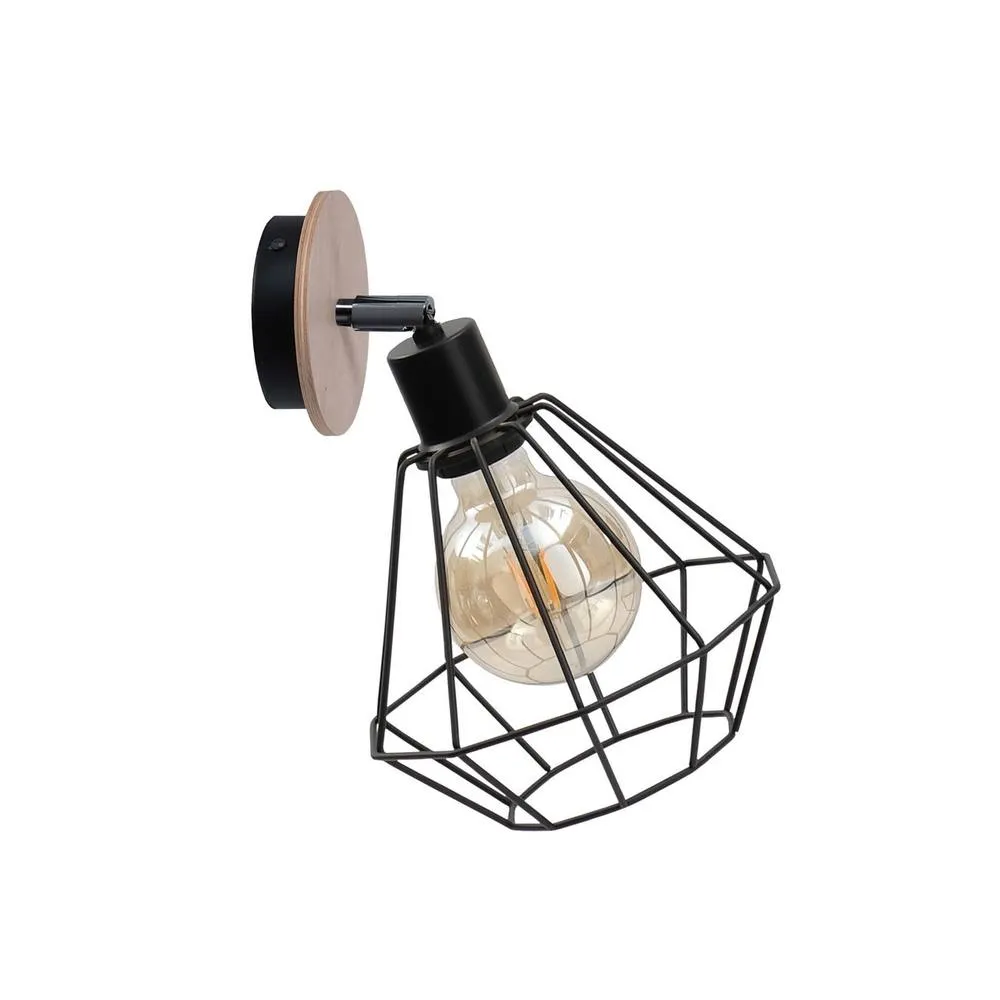 Netlighting Atwood Wall Lamp Black Wood 20cm 1x E27