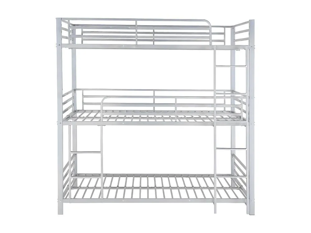 Vente-unique Triple Bunk Beds 3 X 90 X 190 Cm - Metal - Silver - ELOUAN III 5