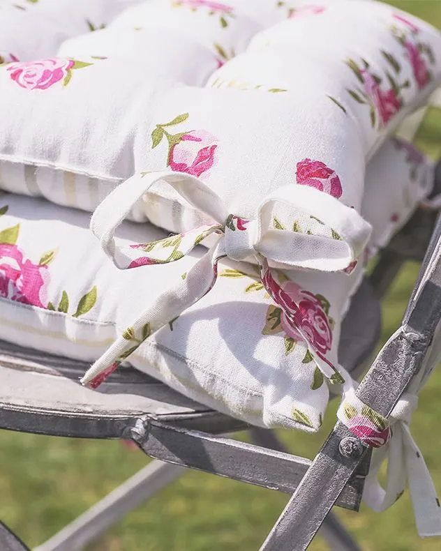 Dibor Set of 4 Vintage Pink Floral Print Indoor Outdoor Chair Seat Pad Garden Furniture Cushions W40 x L40cm 4