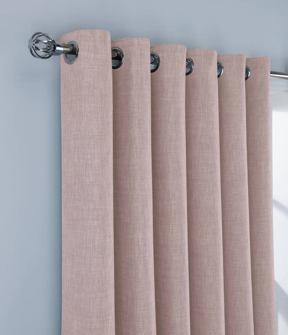 Smart Living Luxury Linen Look Eyelet Blackout Lined Curtains - 2 Panels in Pink 6