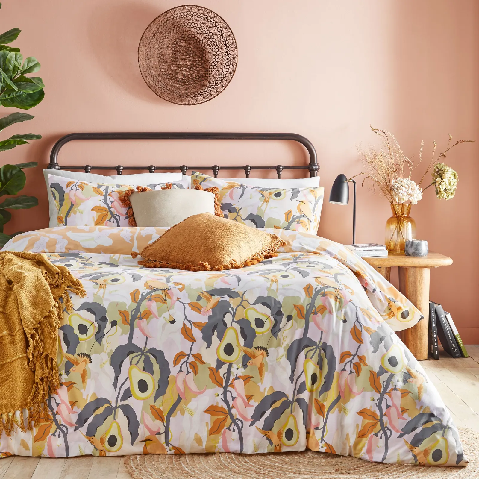 Furn Huerta Tropical Flora Duvet Cover Set in Pale Orange