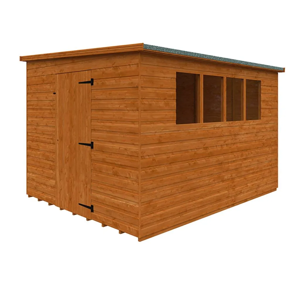 Buttercup Farm 10 x 8 Feet Lean-To Pent 12mm Shed - Solid Wood/Softwood/Pine in Burnt Orange