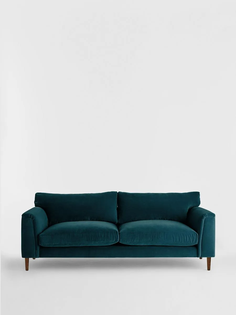 Reya Three Seater Sofa, Velvet, Teal