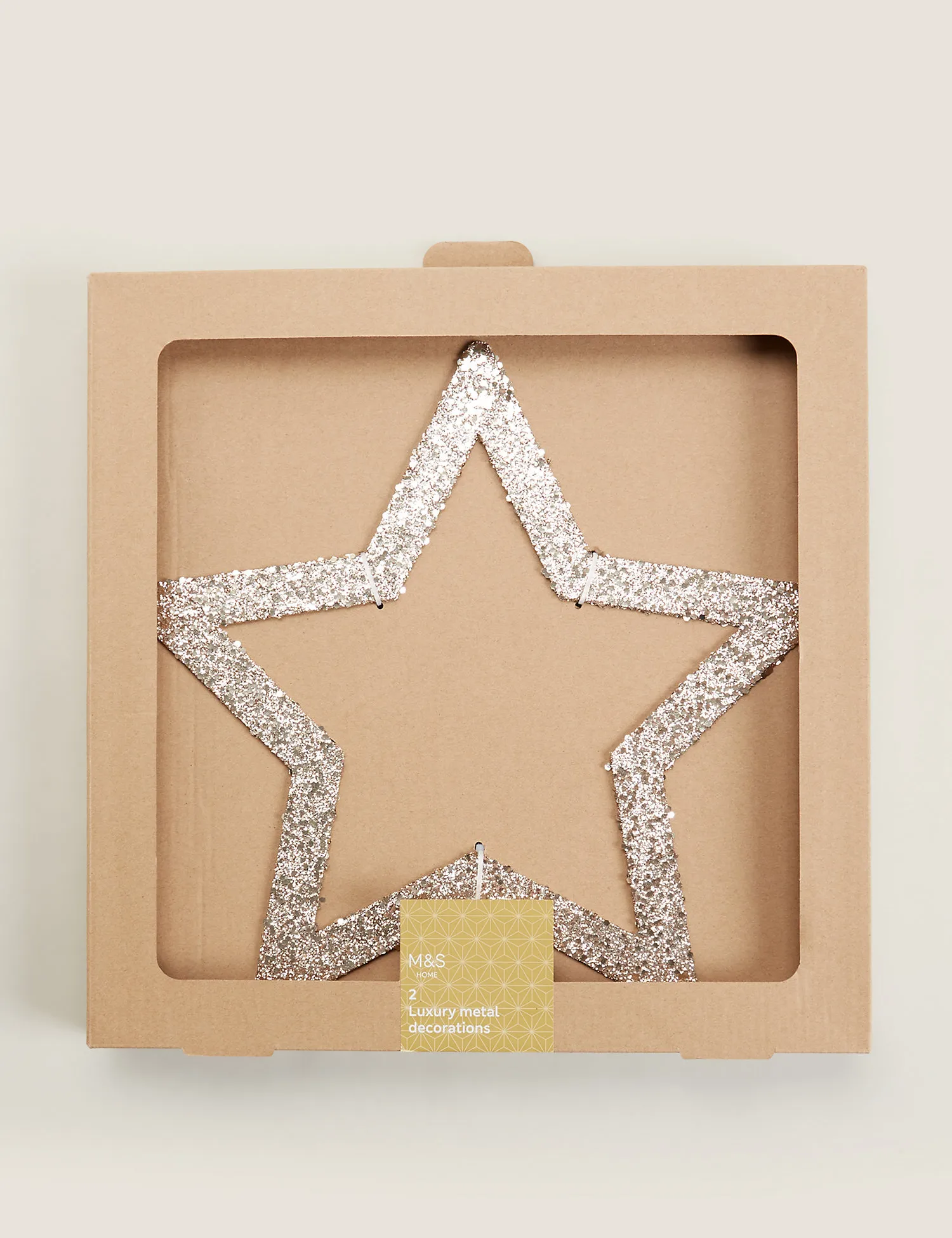 M&S 2 Pack Glitter Star Tree Decorations