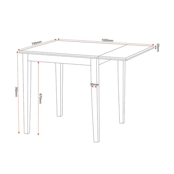 Vienna 2 Seater Square Flip Top Dining Table with 2 Chairs 4