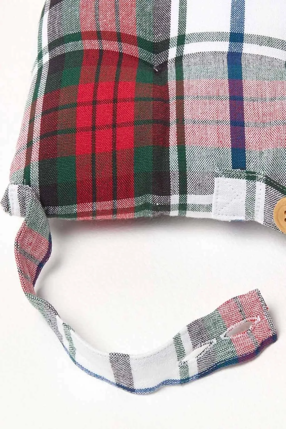 Homescapes Seat Pad Luxury Cotton Macduff Tartan Indoor Outdoor Garden Cushion, 40cm in Red 4