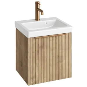 Concept Halifax Oak Ribbed S3 Vanity Unit & Basin - 450mm