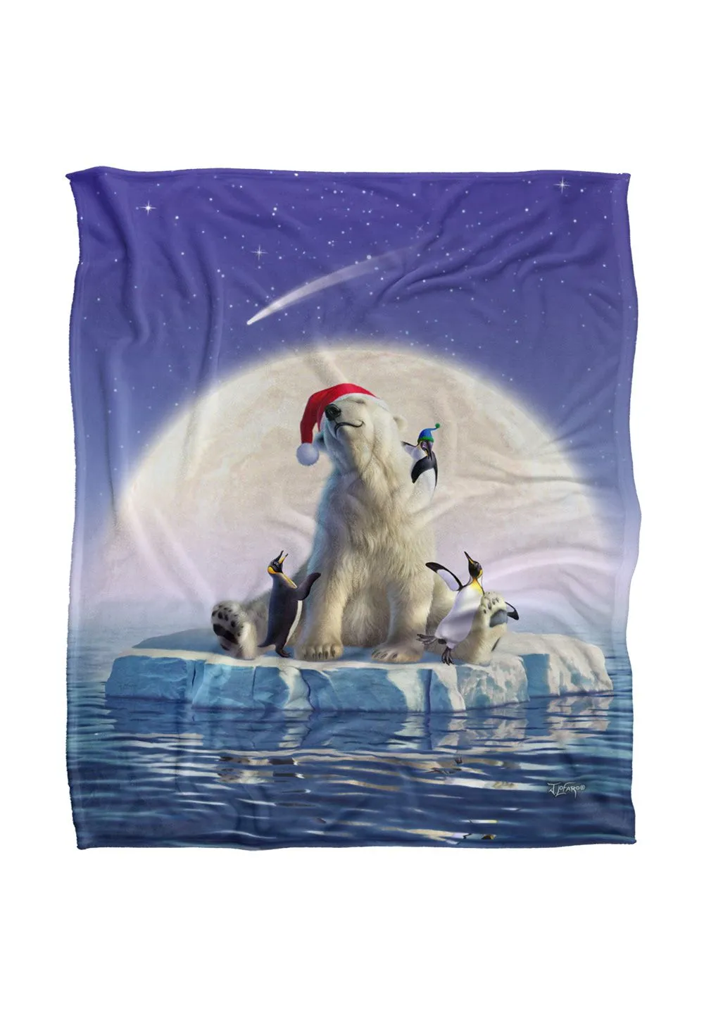 JQ Licensing Jlo Christmas Polar Bear & Penguins Silky Touch Super Soft Throw Blanket 152 X 127 cm in White