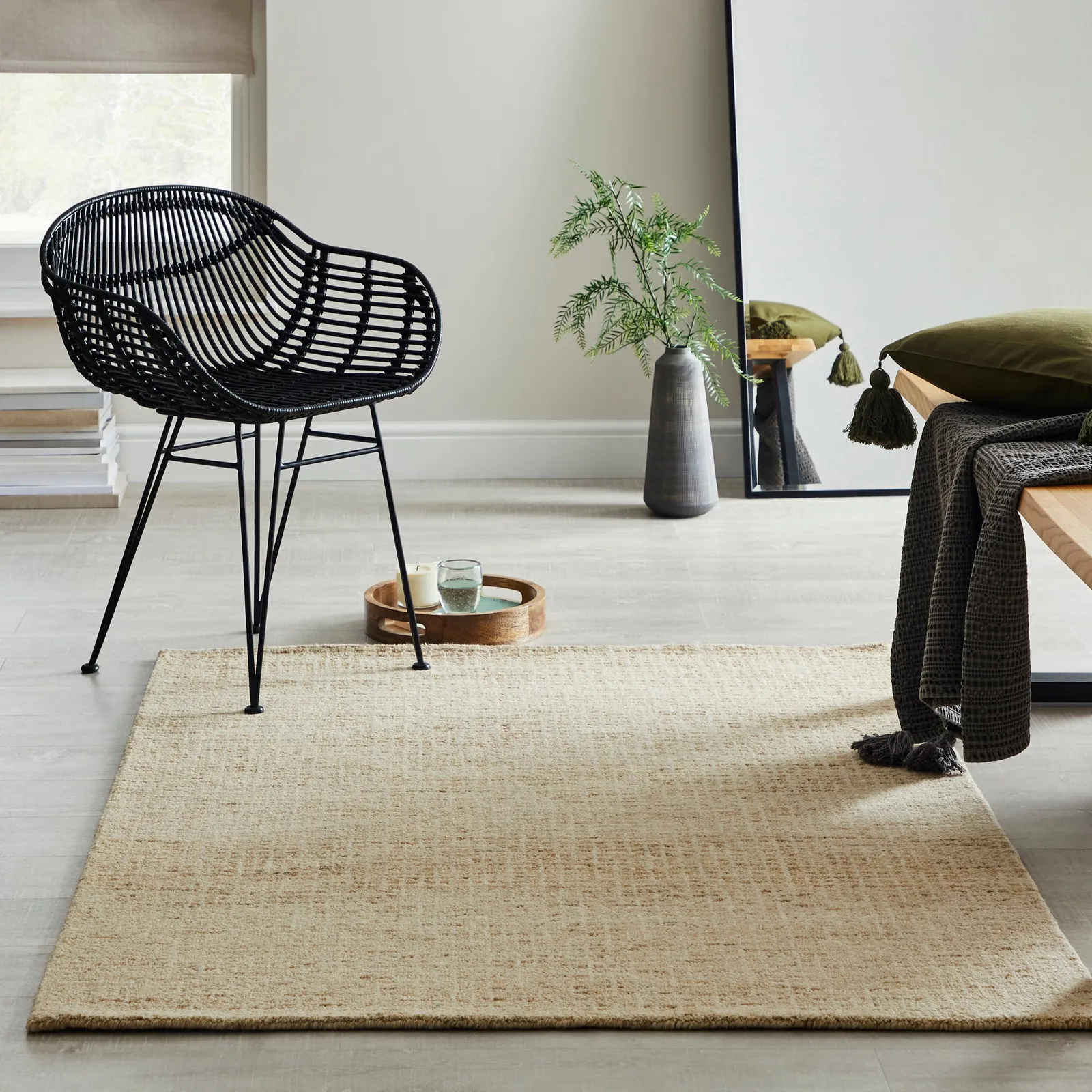 Boucle Wool Rug Brown