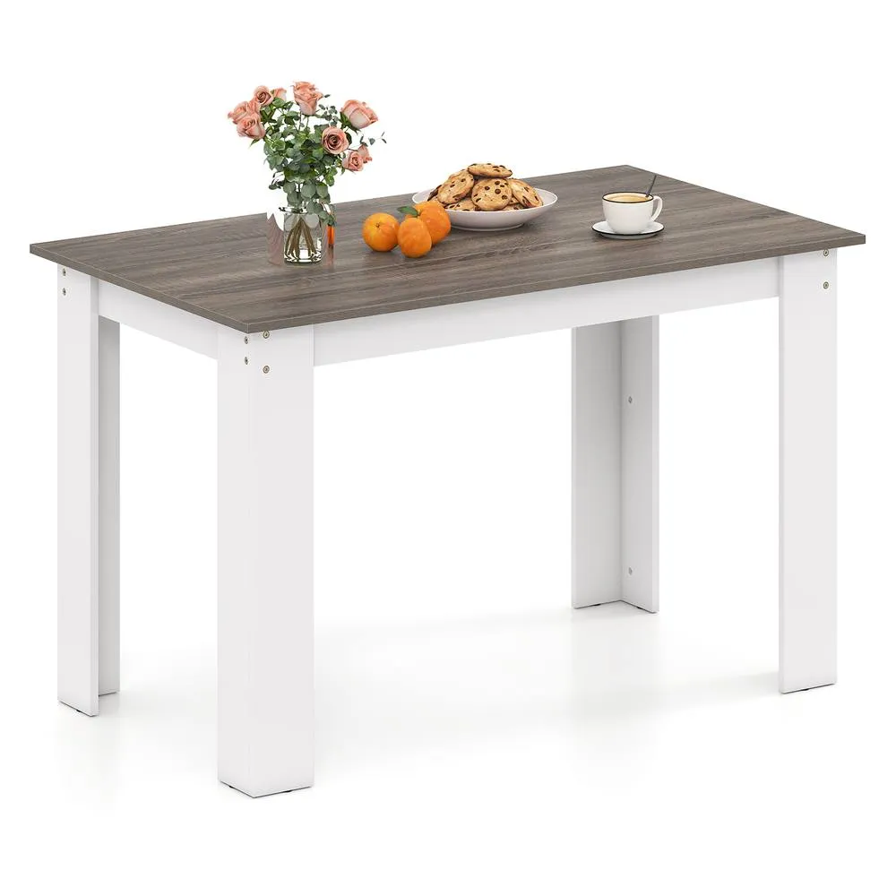Costway 120 CM Kitchen Dining Table Wooden Rectangular Modern Dinette Table in White