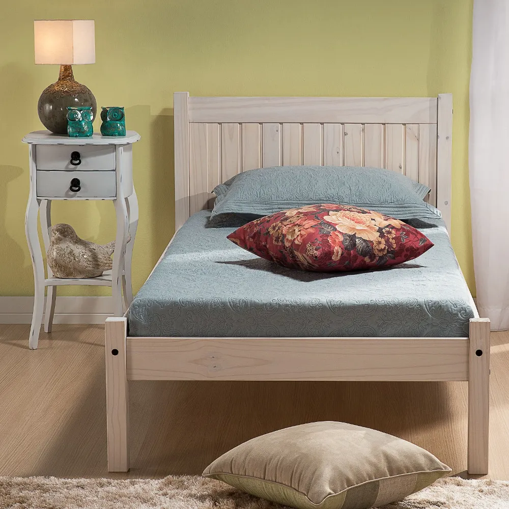Rio- Double -White Washed Solid Pine Bed Frame - 4ft6 - Happy Beds
