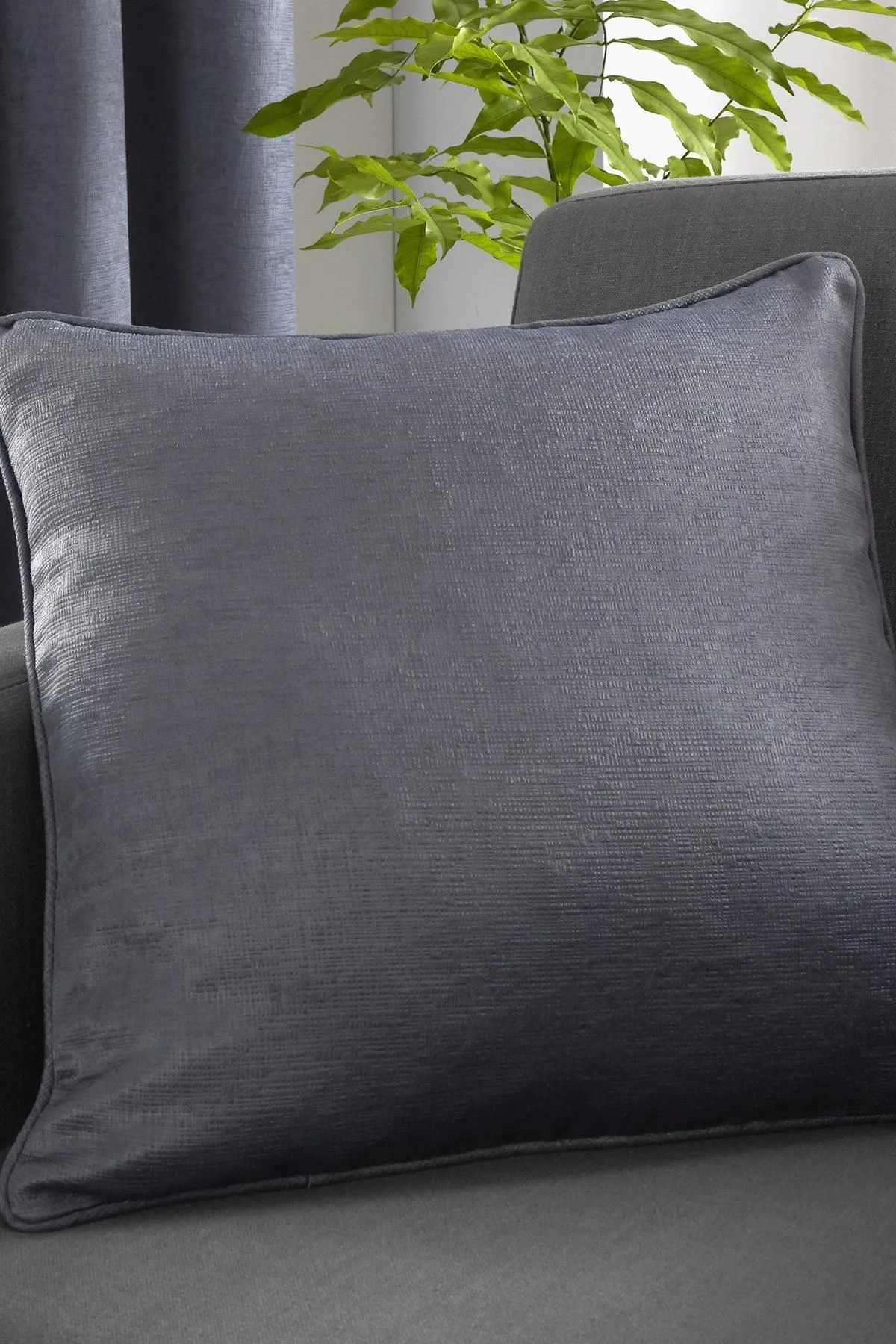 Fusion 'Strata' Luxe Velvet Filled Cushion in Charcoal 1