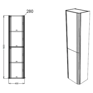 Wickes Malmo Dust Grey Wall Hung J Pull Tower Unit - 1600 x 400mm 2