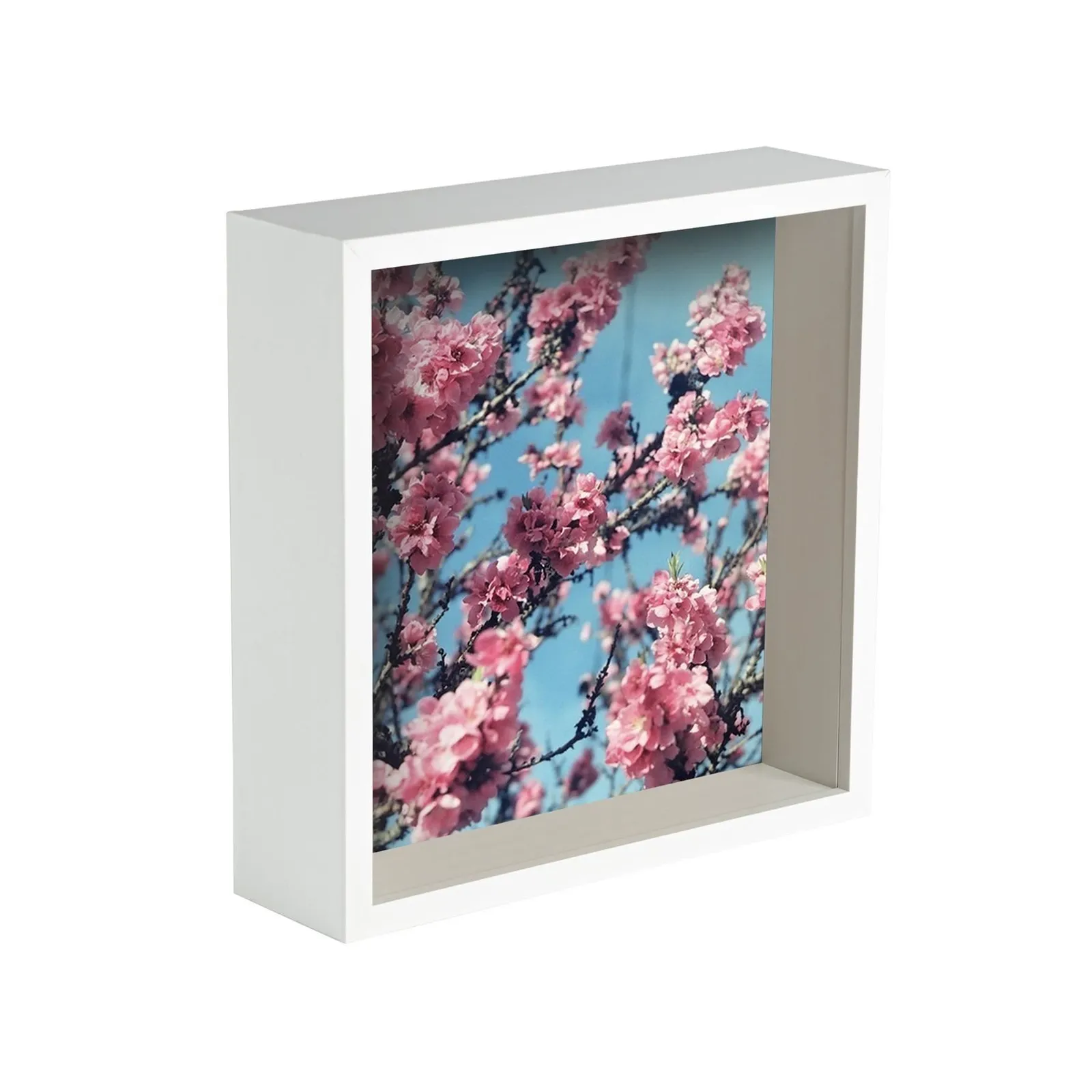 Nicola Spring 3D Deep Box Photo Frame - 8 x 8" with 4 x 4" Mount - White Mount 1