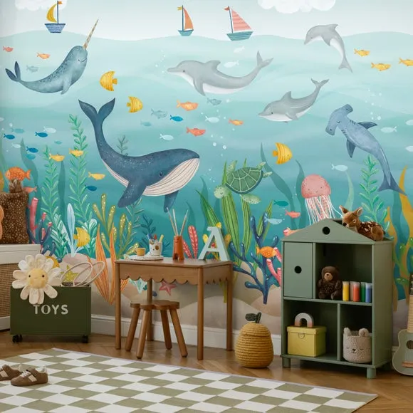Kids Under the Sea Wall Mural 1
