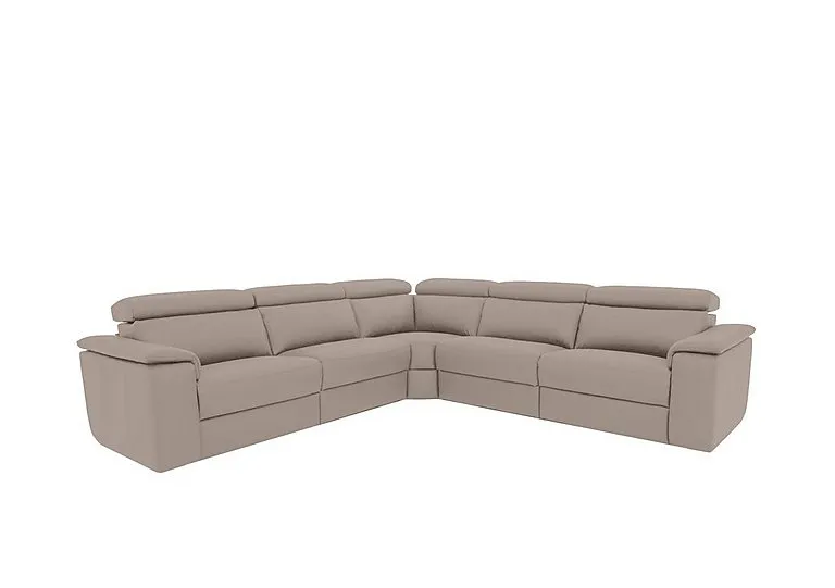 Davide Large Leather Corner Sofa - Botero Tortora