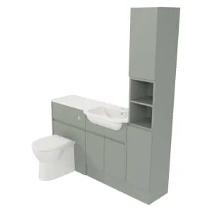 Deccado Clifton Willow Green Fitted Tower, Vanity & Toilet Pan Unit Combination with RH Basin - 1500mm 2