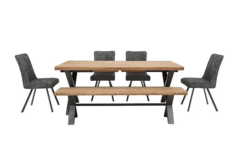 Earth Large Dining Table With Bench and 4 Chairs