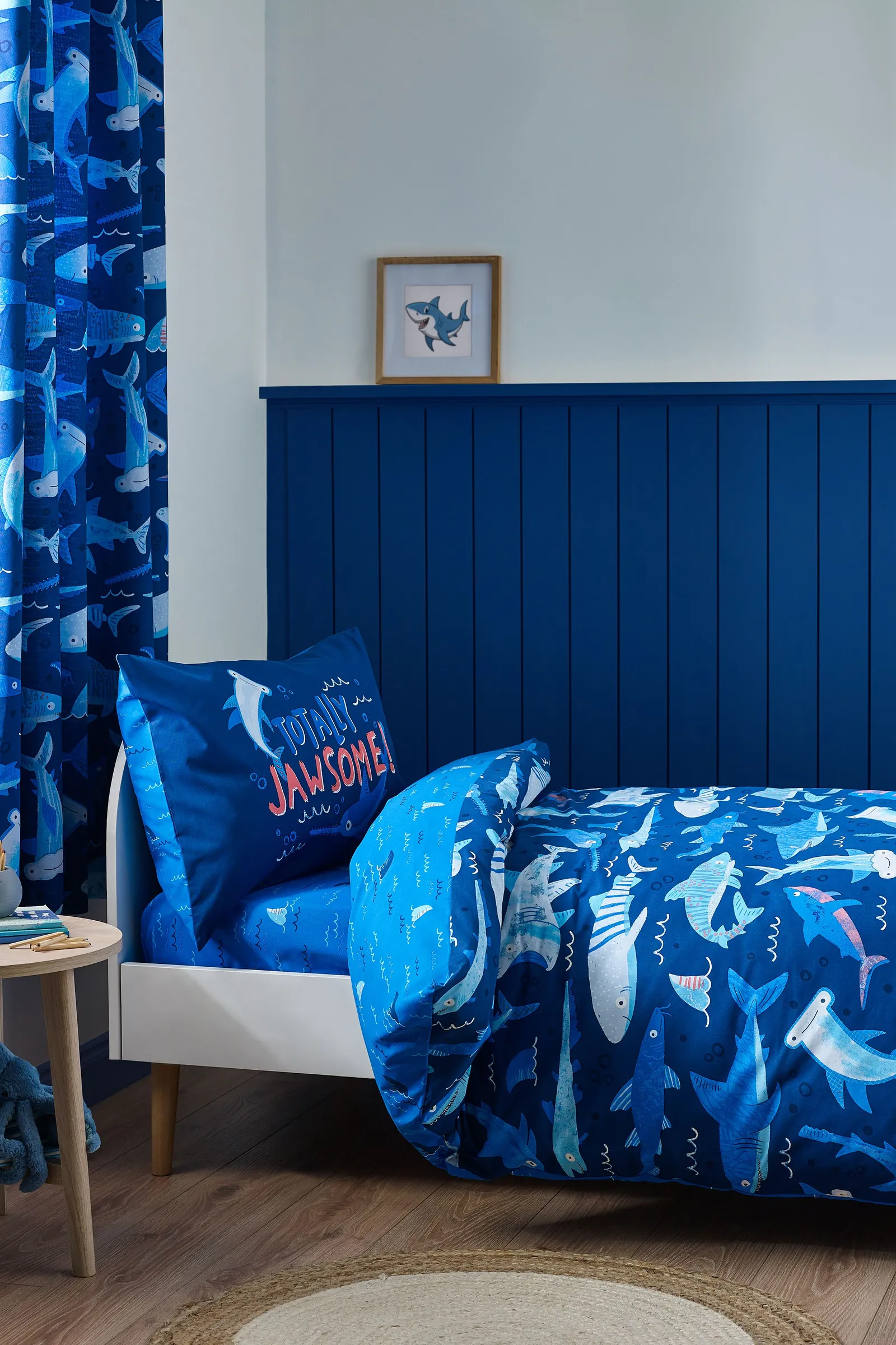 Catherine Lansfield 'Jawsome Shark' Reversible Duvet Cover Set in Navy