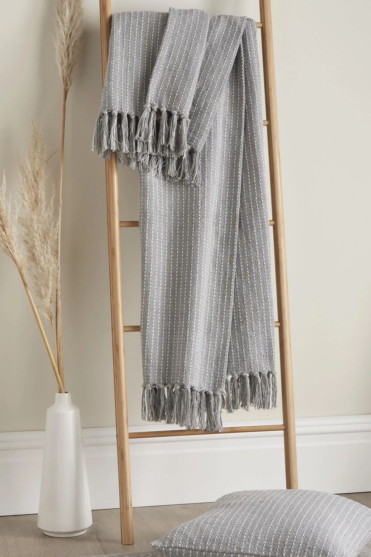 Drift Home 'Quinn' Subtle Woven Stripe Throw in Grey