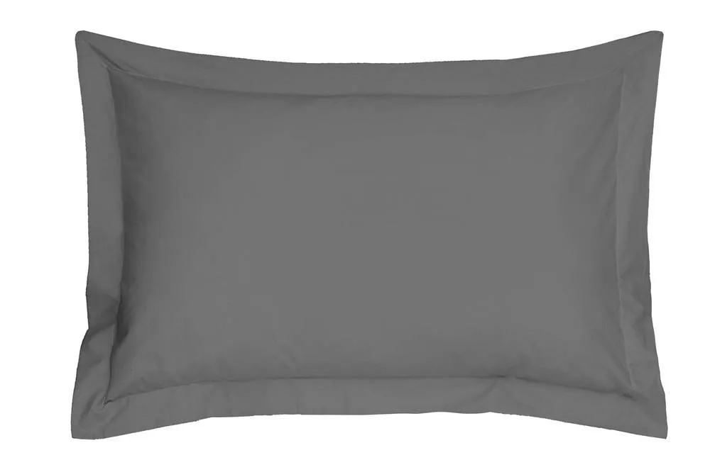 Smart Living Polycotton Oxford Pillowcases Pair 48x74cm Flanged Bedding in Grey 2