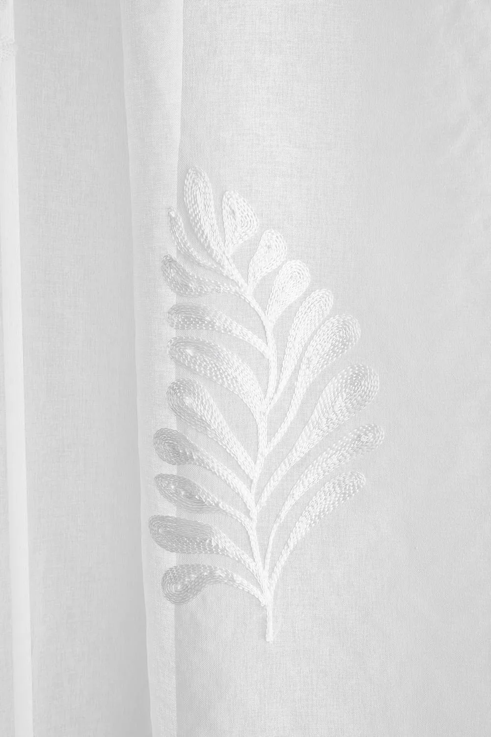 Appletree 'Leaf Embroidery' Slot Top Voile Panel in White 3
