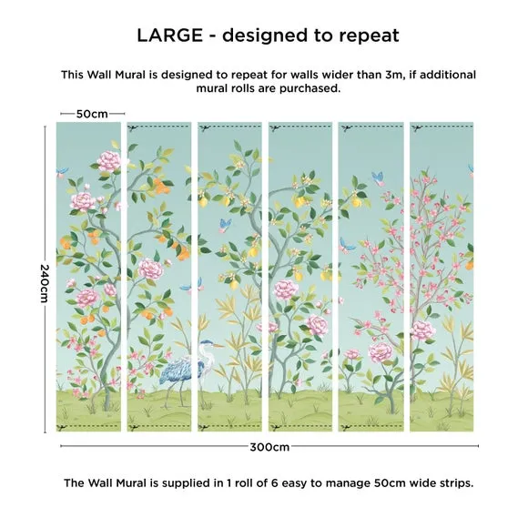 Cranberry and Laine Chinoiserie Floral Wall Mural 4