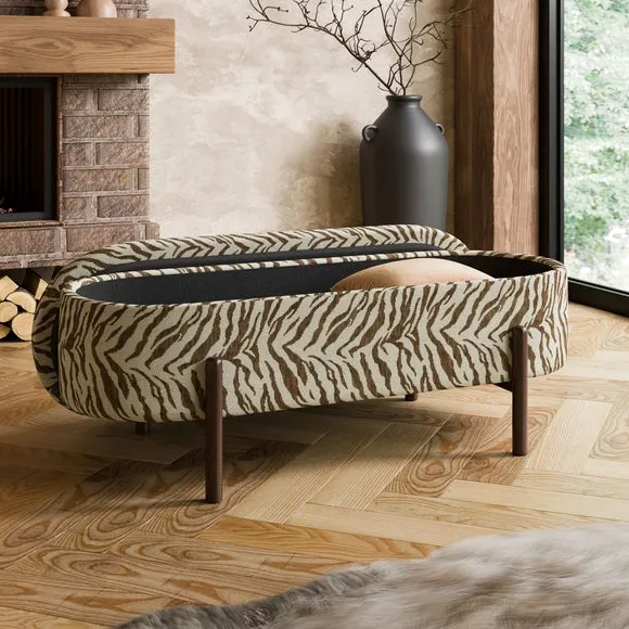 Marley Tiger Stripe Chenille Storage Ottoman 2