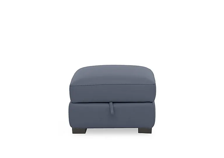 Nova Leather Storage Footstool - BV Ocean Blue