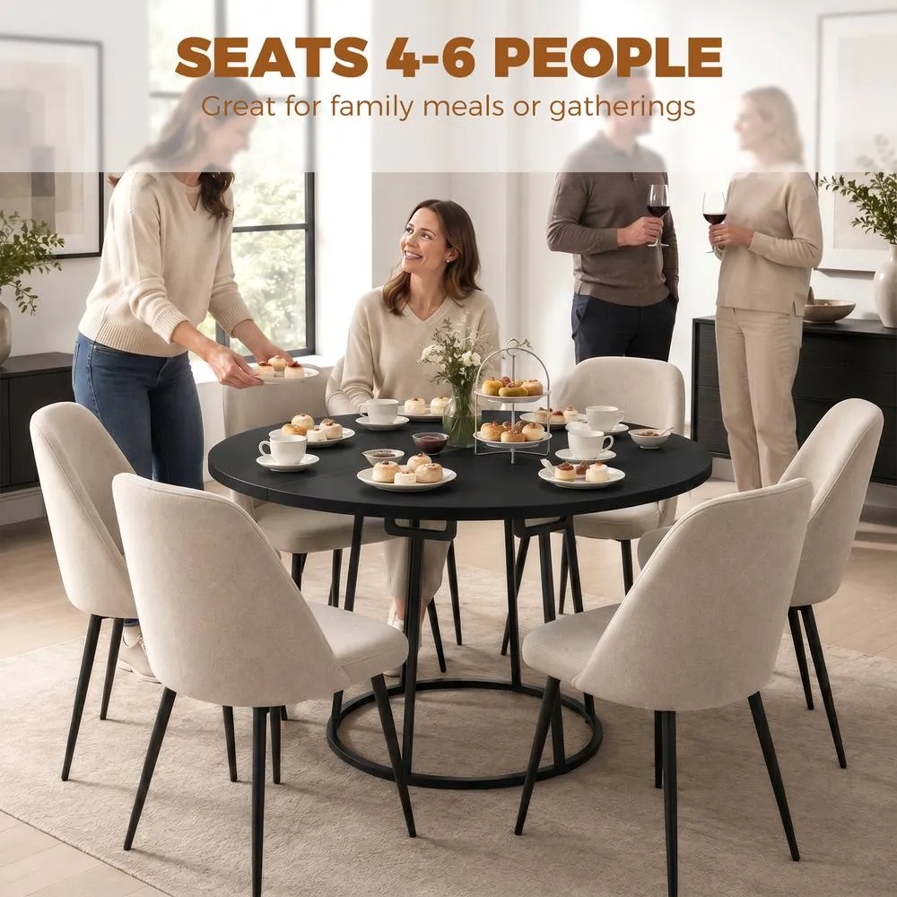 HOMCOM Round Dining Table for 4-6 Space Saving 120 cm Black 4