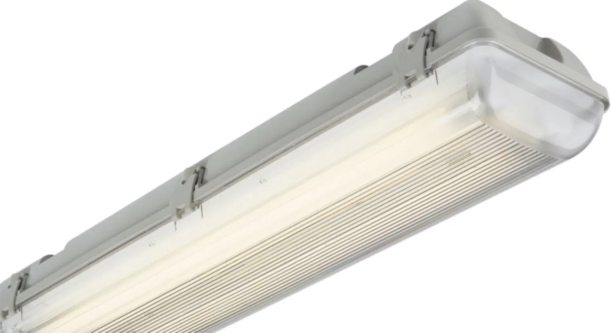 Netlighting 6ft Twin HF Non Corrosive Fluorescent Fitting EmergencyV IP65 2x70W in Grey