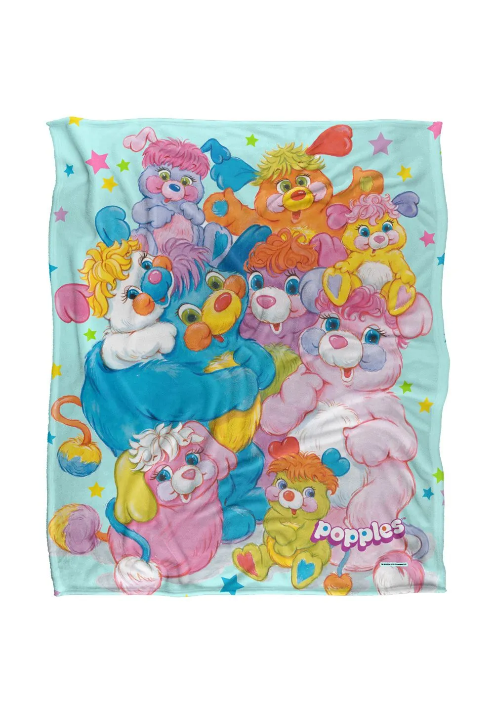 Hasbro Popples Group Shot Silky Touch Super Soft Throw Blanket 152 X 127 cm in White