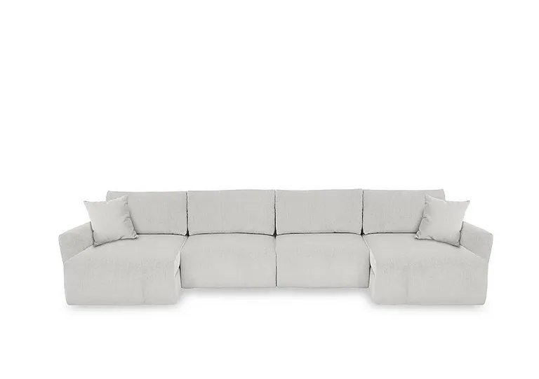 Gemini Fabric U-Shaped Power Glider Sofa with Double Storage Chaises