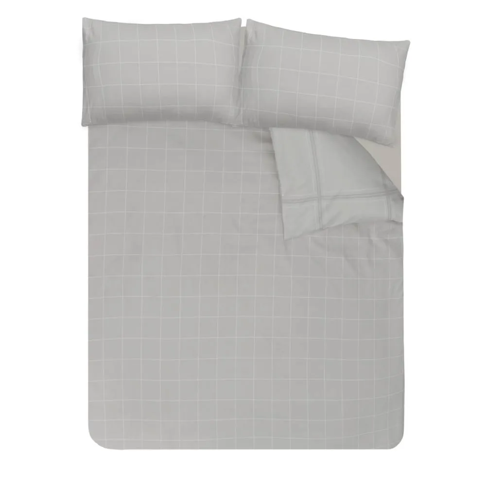 Smart Living Printed Reversible Linear Check Duvet Cover With Pillowcases in Natural 4