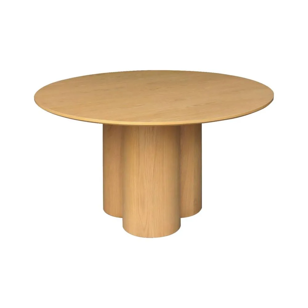 sweeek 4-seater round dining table, rubberwood & oak veneer in Beige 2