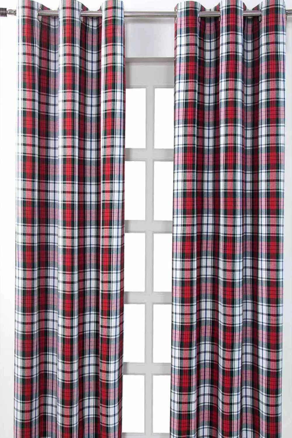 Homescapes Macduff Tartan Check Ready Made Eyelet Curtain Pair 1