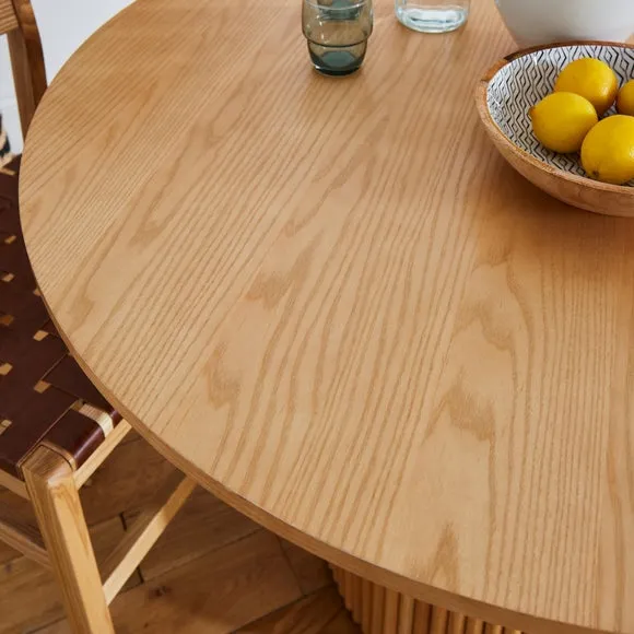 Amari 4 Seater Round Dining Table with 4 Violeta Ivory Boucle Dining Chairs 5