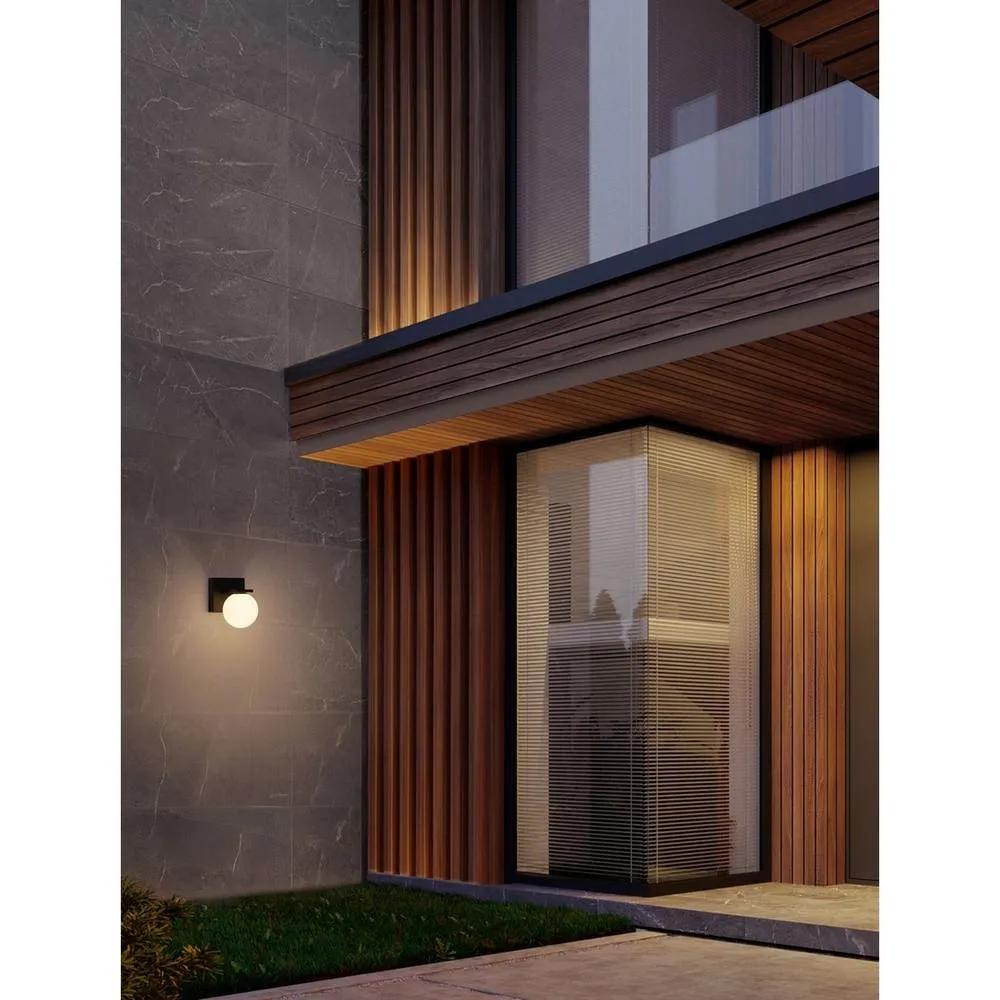 Netlighting Oracle Outdoor Globe Wall Lamp Sandy Black LED 9W 425lm 3000K IP65 2