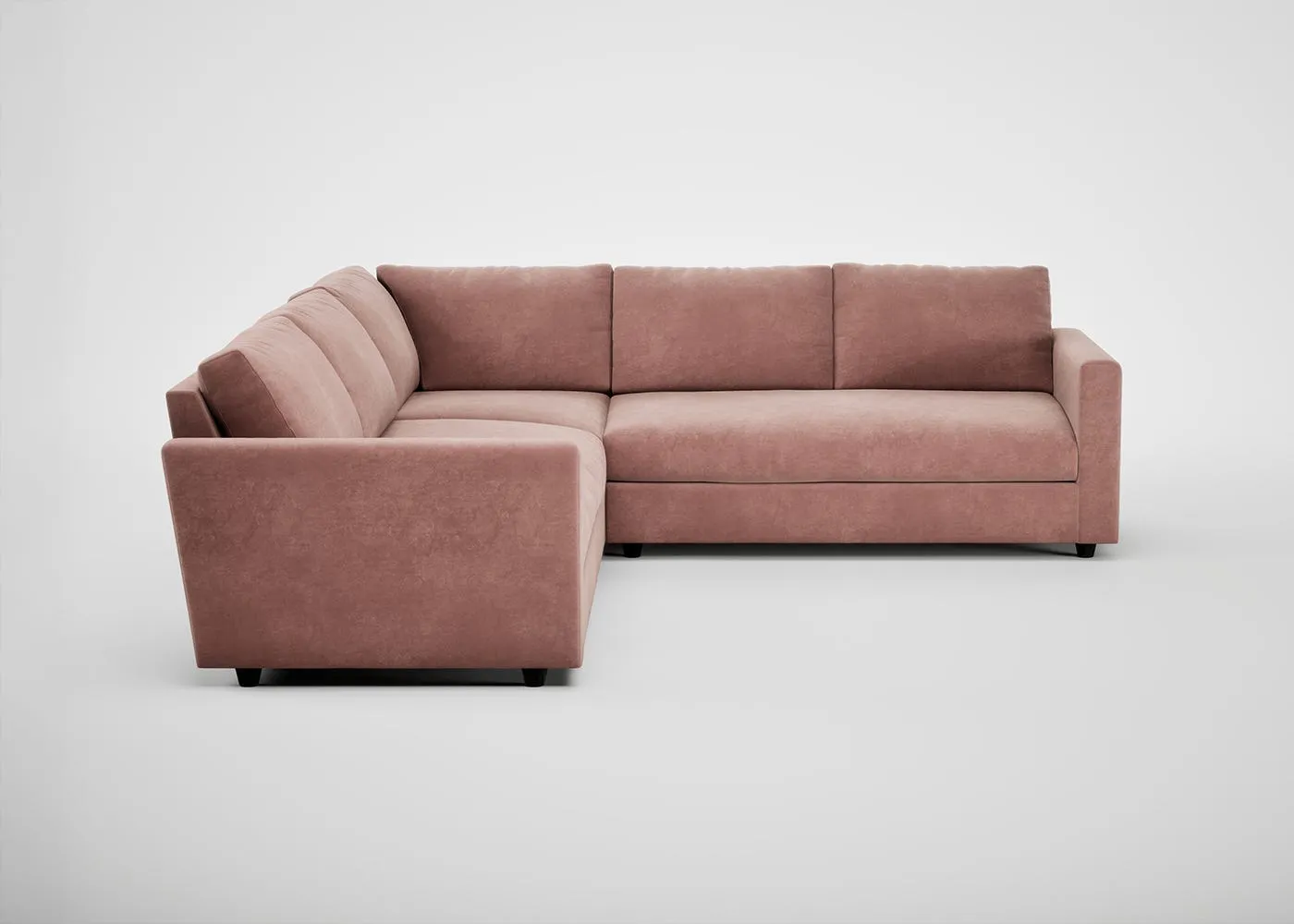 Heal's Nimbus II Corner Sofa Smart Luxe Velvet Dusky Pink Black Feet