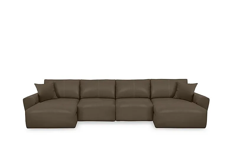 Gemini NC Leather U-Shaped Power Glider Sofa with Double Storage Chaises