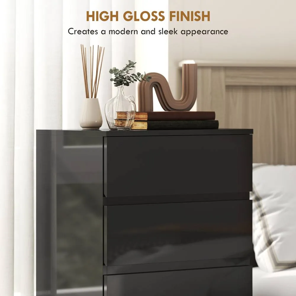 HOMCOM Bedroom Chest of Drawers, 5 Drawers Dresser, Drawer Unit, Black 6