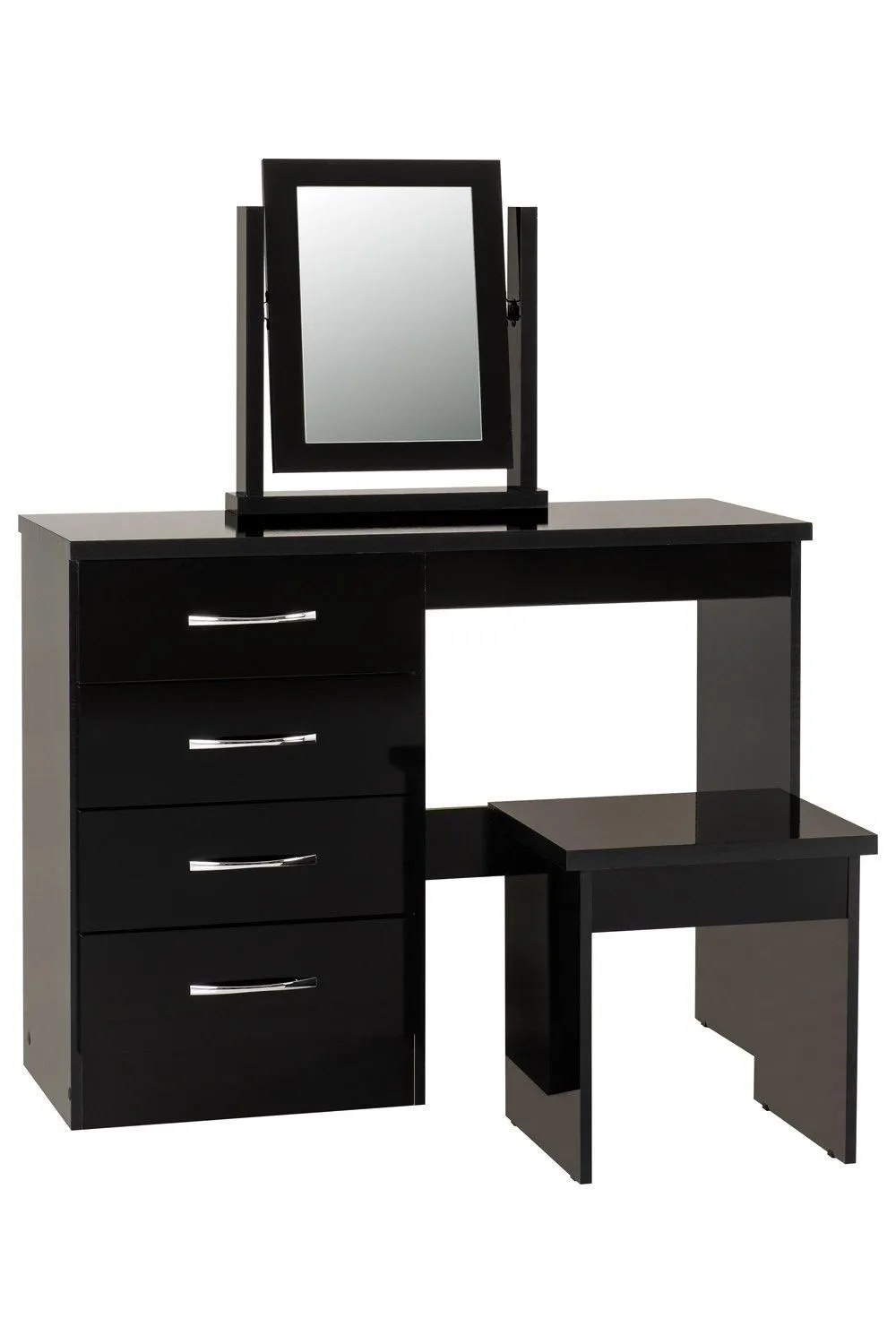 Seconique Nevada 4 Drawer Dressing Table Set in Jet Black