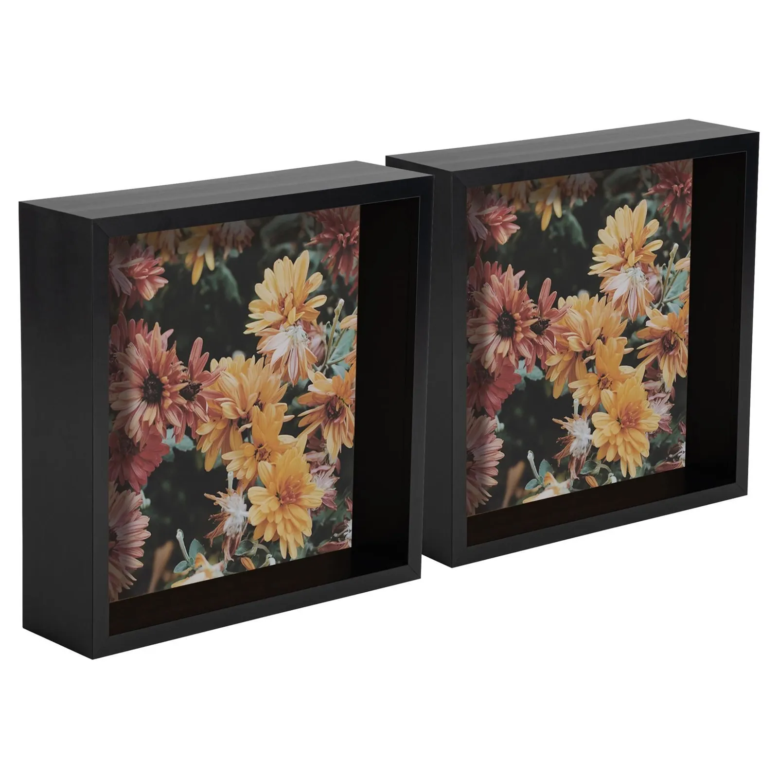 Nicola Spring 3D Deep Box Photo Frames - 8 x 8" - Pack of 2 in Black 1