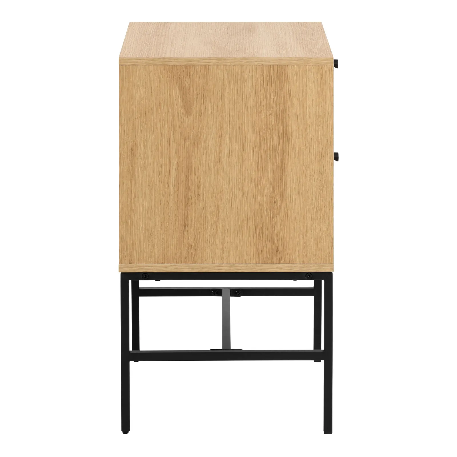 Furniture To Go Albany 2 Drawer Bedside Table in Oak/Black Legs in Brown 3