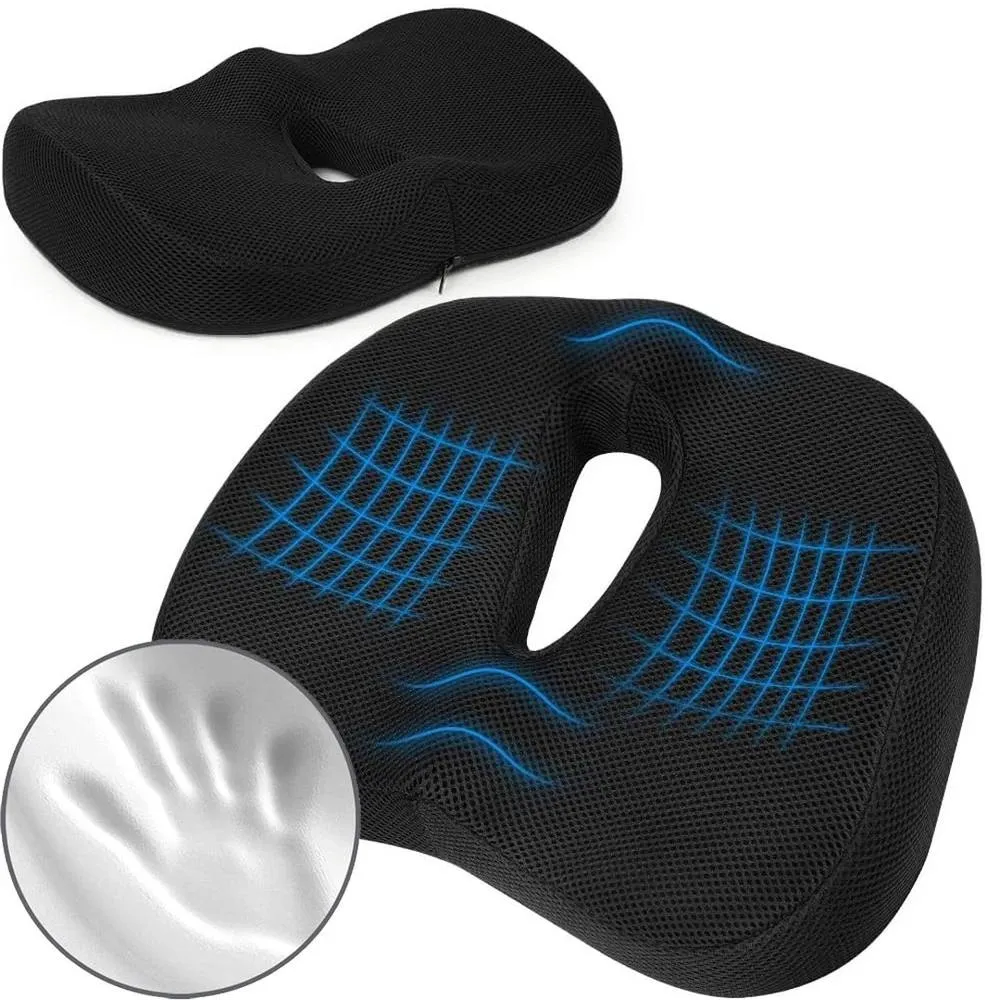 NESTLUNE Orthopedic Memory Foam Seat Cushion Back in Black