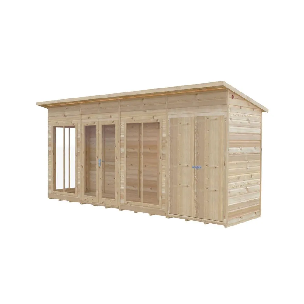 Shires Lela 16x4 Summerhouse including Storage - L125.8 x W476 x H229.9 cm in Light Brown 2