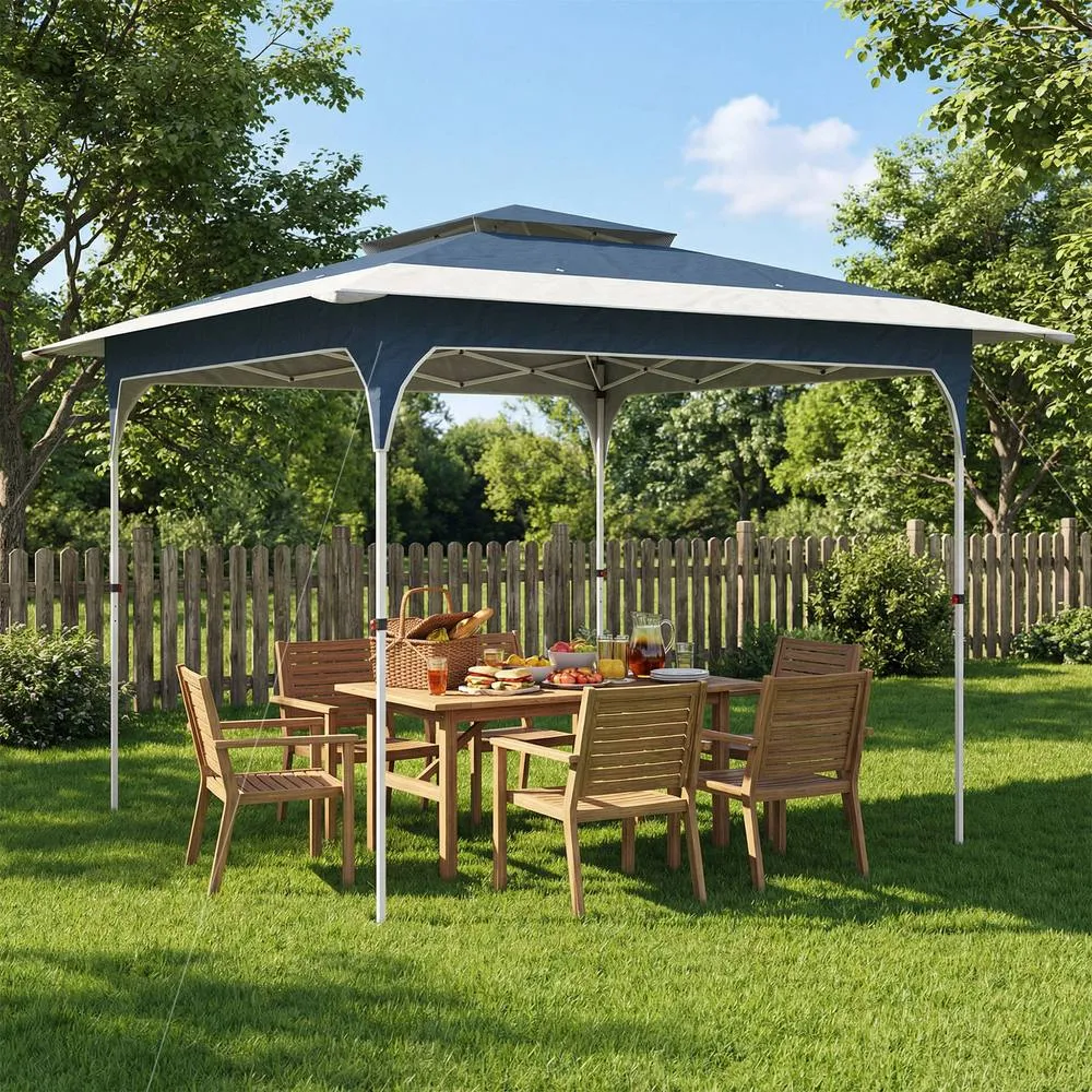 OUTSUNNY 3.5 x 3.5 m Pop Up Gazebo, UPF50+ One-Touch Party Tent in Blue